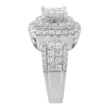 Exquisite 14kt White Gold Princess Diamond Ring with Si1-si2 Clarity