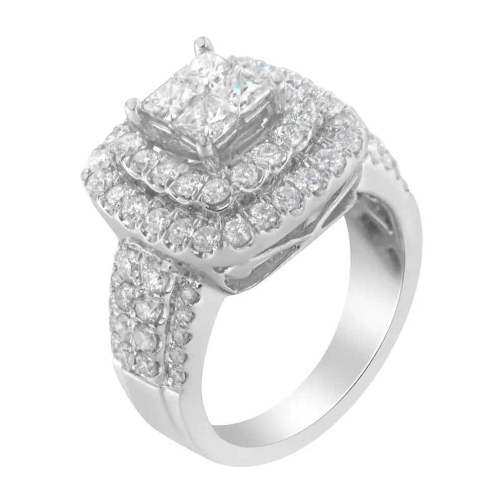 Exquisite 14kt White Gold Princess Diamond Ring with Si1-si2 Clarity