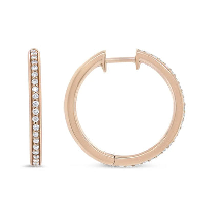 Exquisite 18k Rose Gold Cttw Round Diamond Hoop Earrings