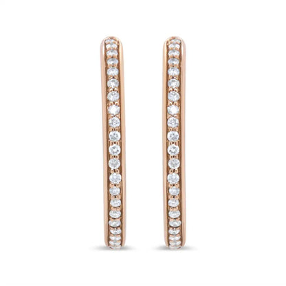 Exquisite 18k Rose Gold Cttw Round Diamond Hoop Earrings