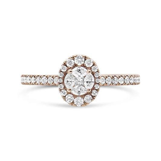 Exquisite 18k Rose Gold Engagement Ring with Composite Marquise Diamonds