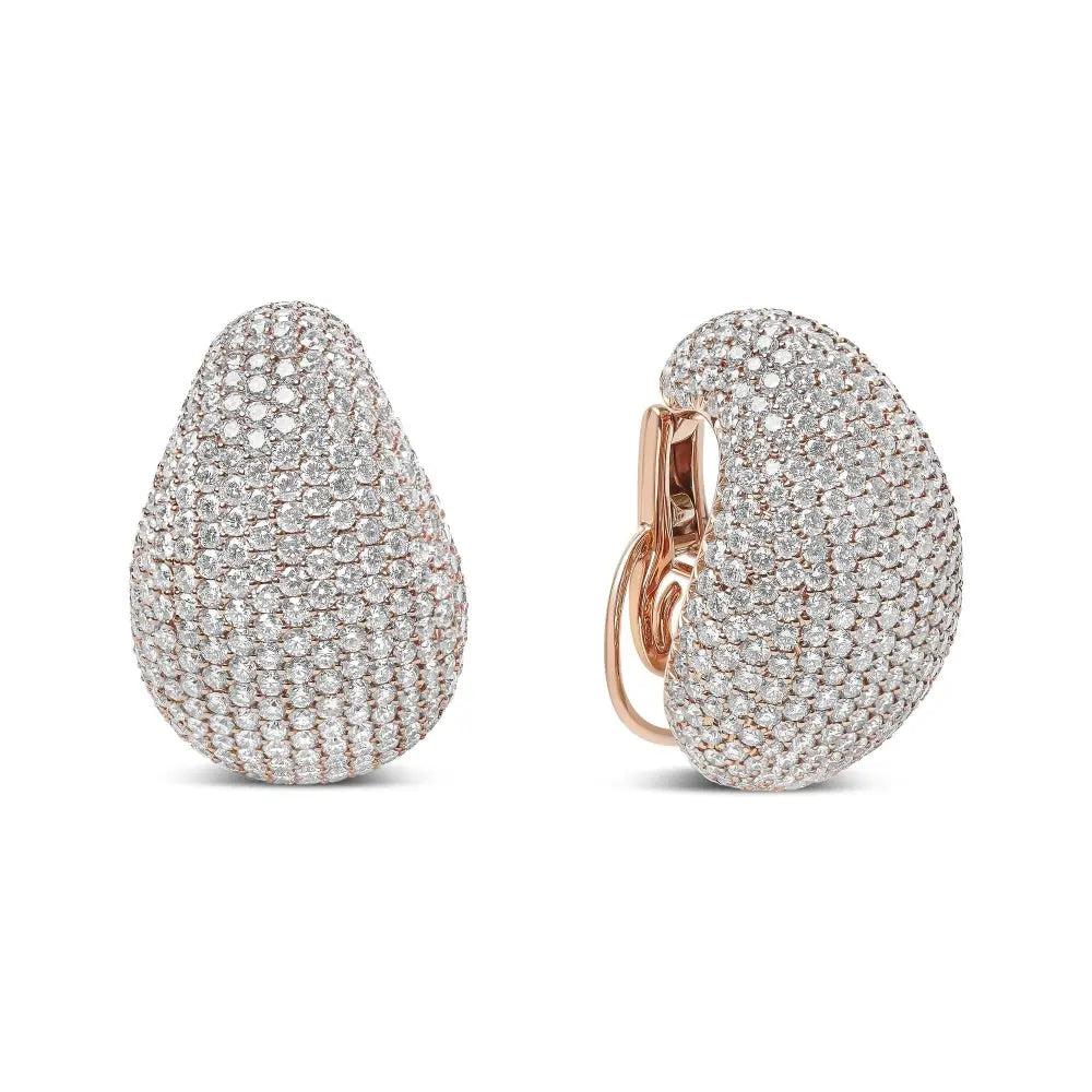 Exquisite 18k Rose Gold Micro-pave Diamond Sculptural Design Earrings