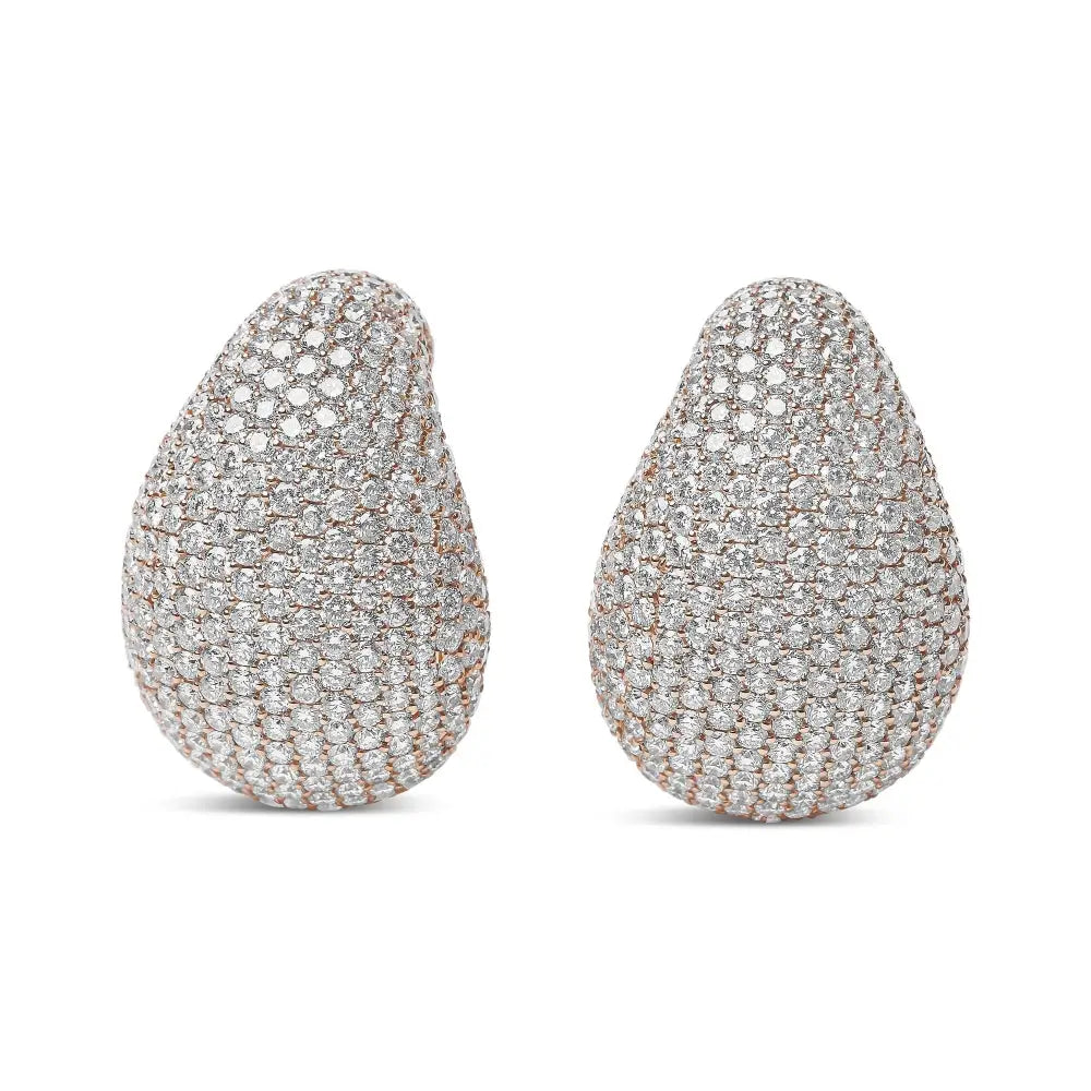 Exquisite 18k Rose Gold Micro-pave Diamond Sculptural Design Earrings