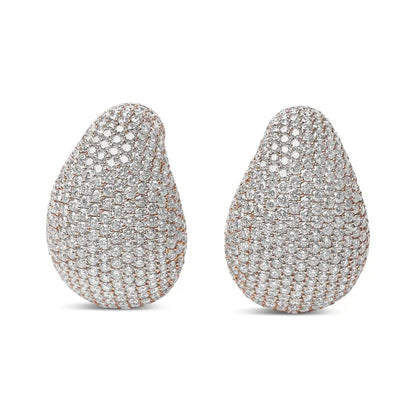 Exquisite 18k Rose Gold Micro-pave Diamond Sculptural Design Earrings