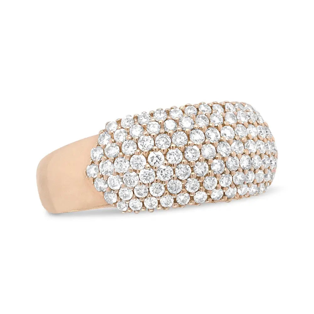 Exquisite 18k Rose Gold Multi Row Dome Band Ring with Diamonds