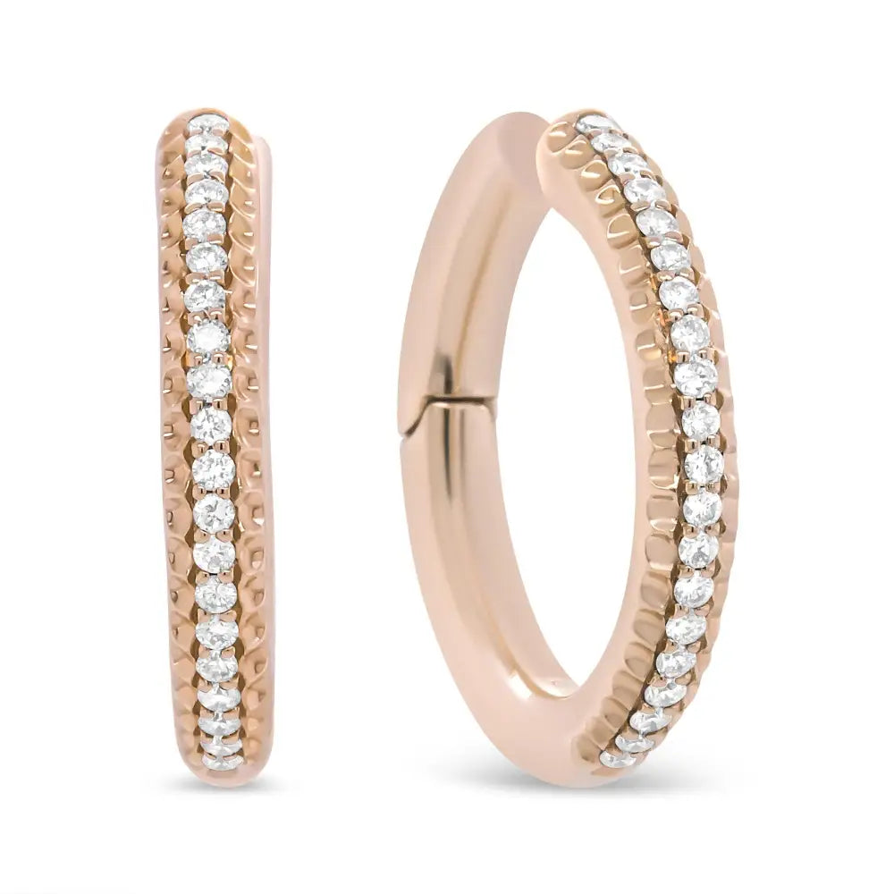 Exquisite 18k Rose Gold Round Cut Diamond Hoop Earrings - Earrings/earrings/hoop