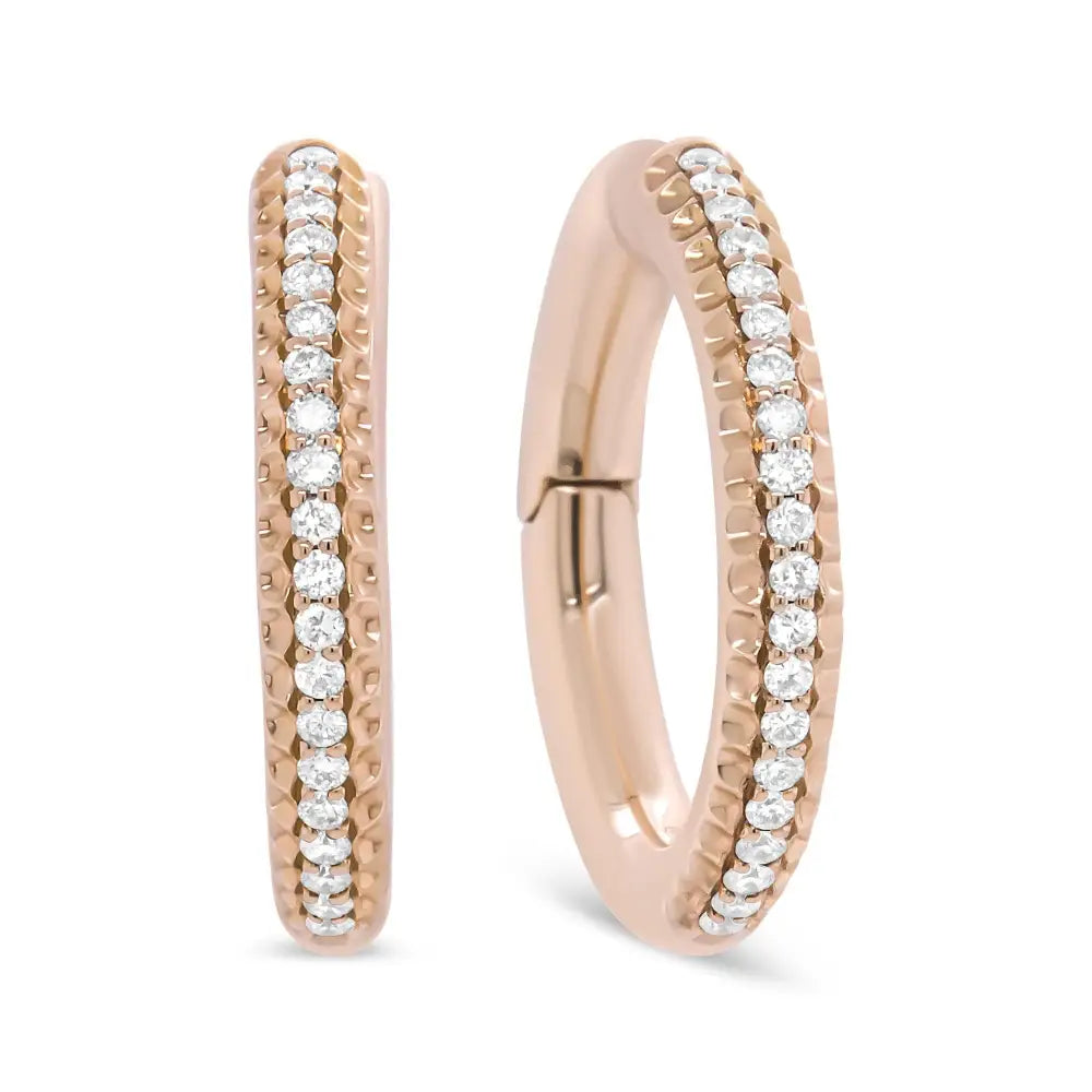 Exquisite 18k Rose Gold Round Cut Diamond Hoop Earrings - Earrings/earrings/hoop