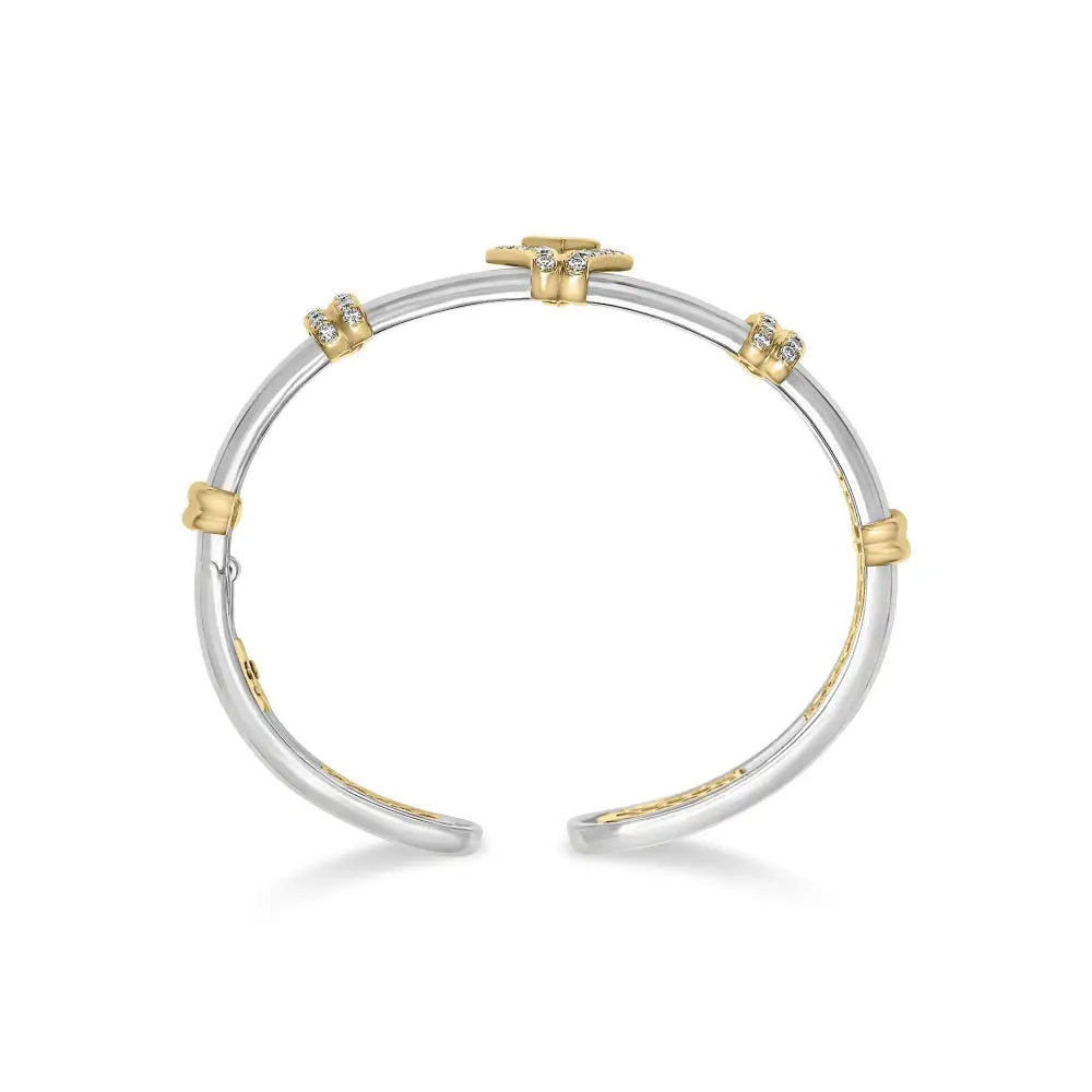 Exquisite 18k Two-tone Gold Braided Cuff Bangle with Cttw Diamonds