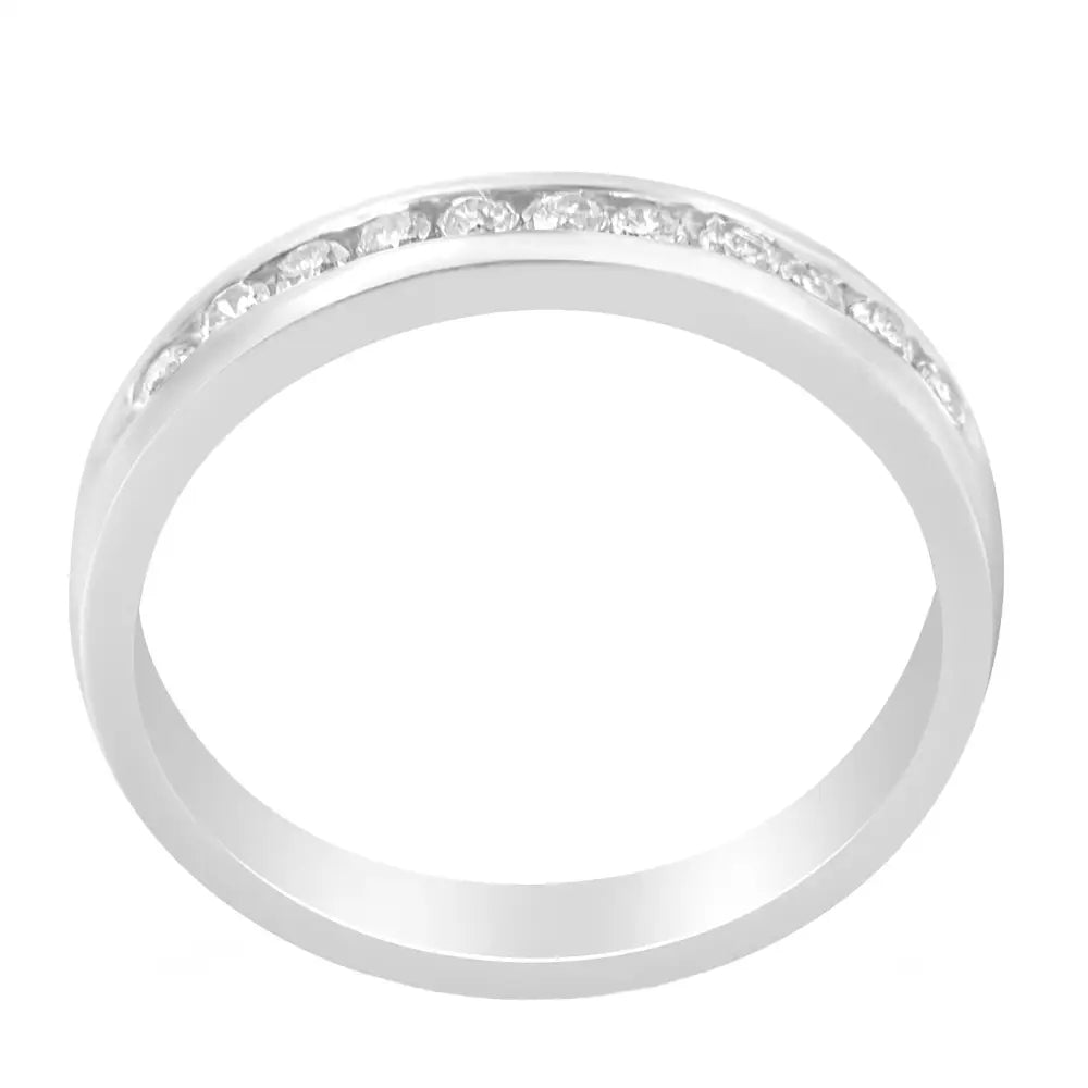 Exquisite 18k White Gold Channel Set Brilliant Diamond Wedding Band