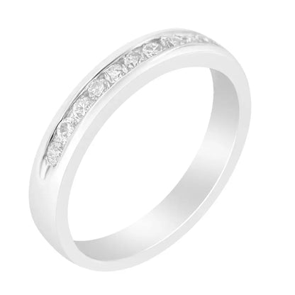 Exquisite 18k White Gold Channel Set Brilliant Diamond Wedding Band