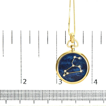 Exquisite 18k Yellow Gold Diamond Leo Constellation Pendant Necklace