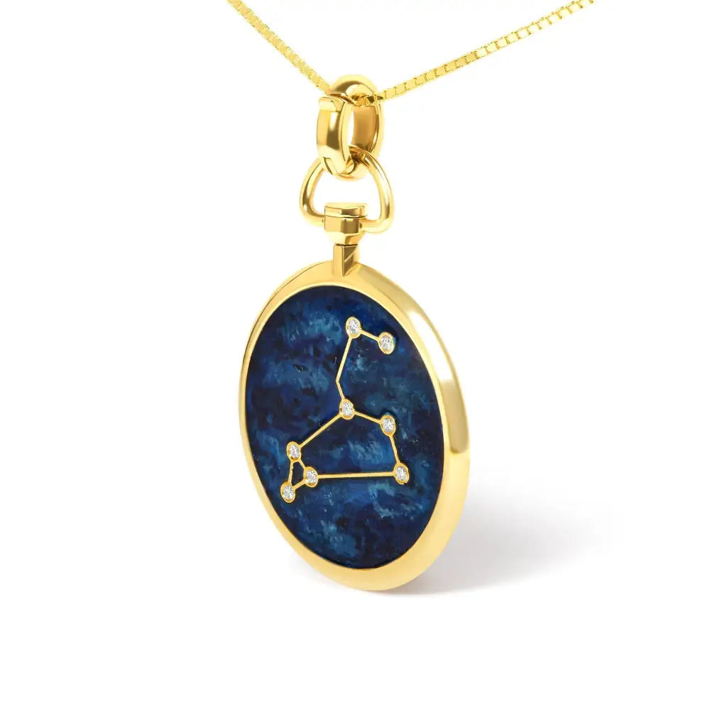 Exquisite 18k Yellow Gold Diamond Leo Constellation Pendant Necklace