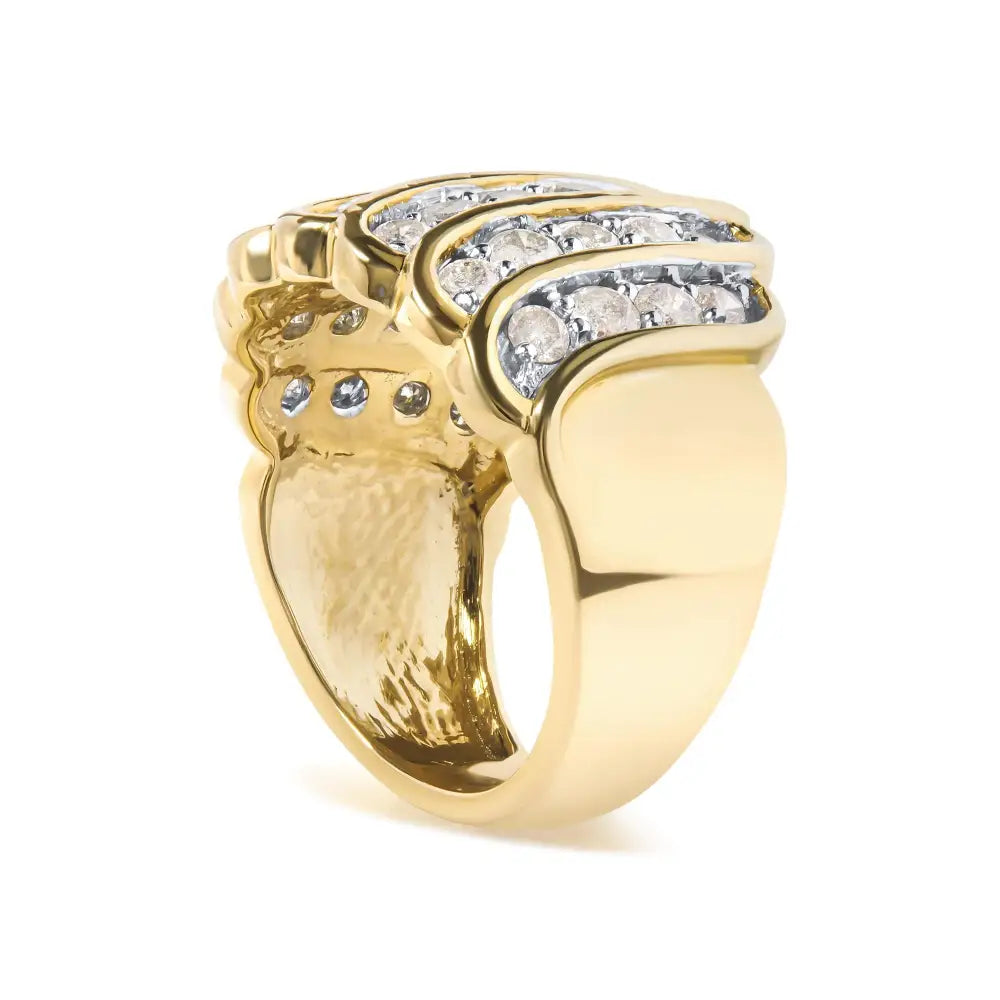 Exquisite 2.00 Cttw Diamond Multi Row Cocktail Band Ring in Gold