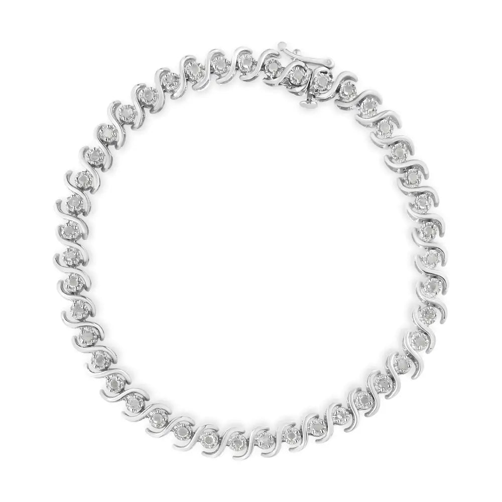 Exquisite 7 Inch Tennis Bracelet with Round Miracle-set Diamonds