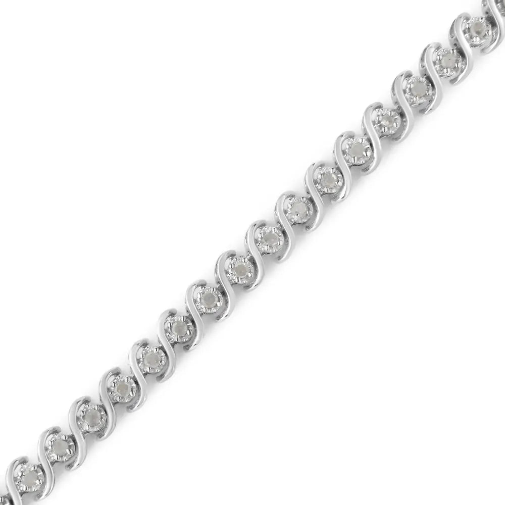 Exquisite 7 Inch Tennis Bracelet with Round Miracle-set Diamonds