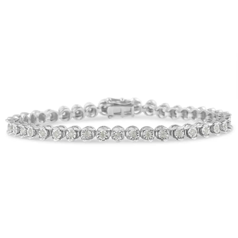 Exquisite.925 Sterling Silver 1.0 Cttw Diamond Miracle-set Bracelet