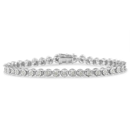 Exquisite.925 Sterling Silver 1.0 Cttw Diamond Miracle-set Bracelet