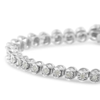 Exquisite.925 Sterling Silver 1.0 Cttw Diamond Miracle-set Bracelet