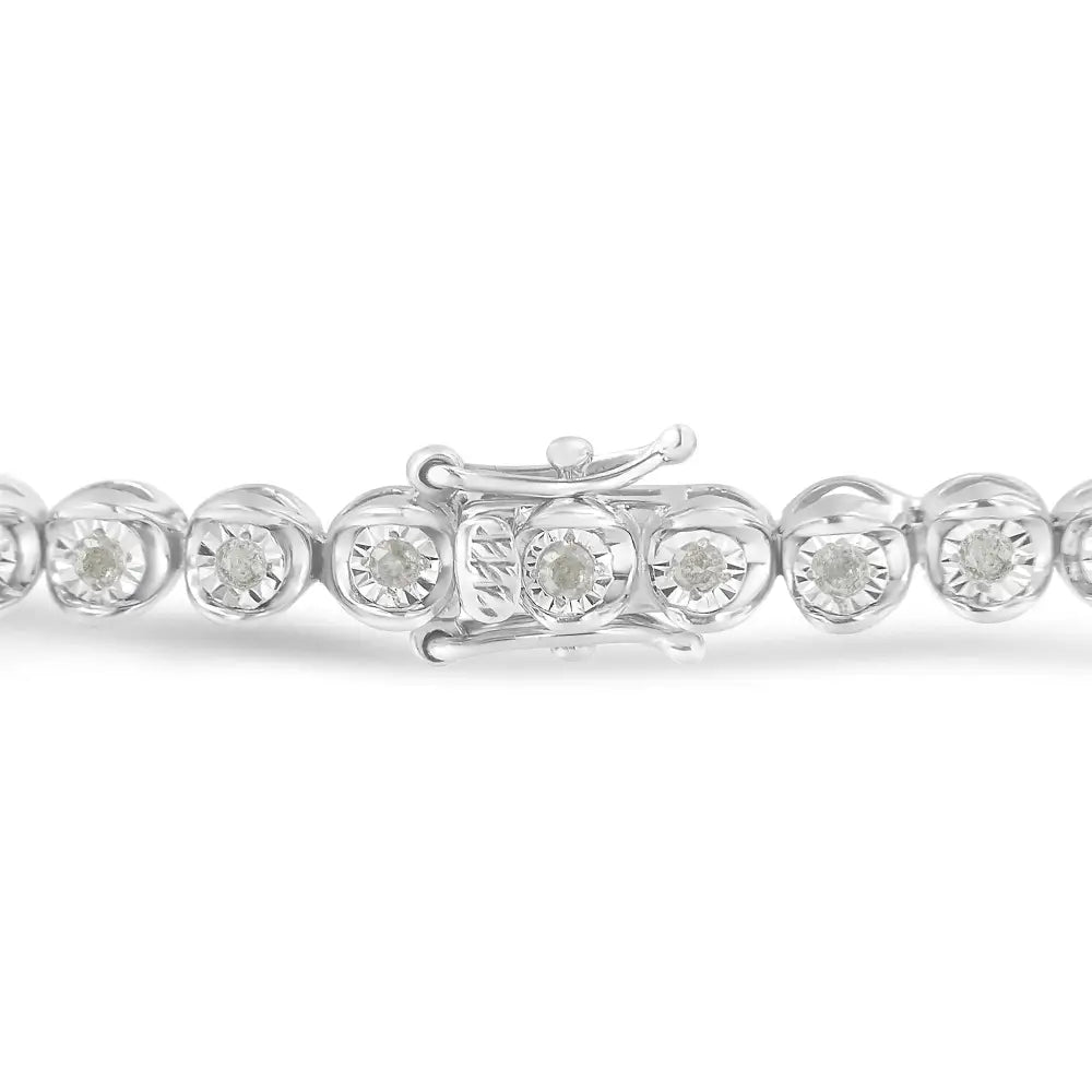 Exquisite.925 Sterling Silver 1.0 Cttw Diamond Miracle-set Bracelet