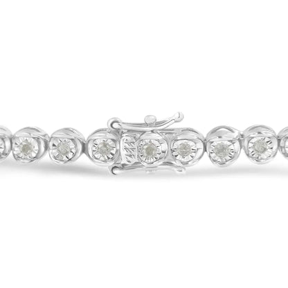 Exquisite.925 Sterling Silver 1.0 Cttw Diamond Miracle-set Bracelet