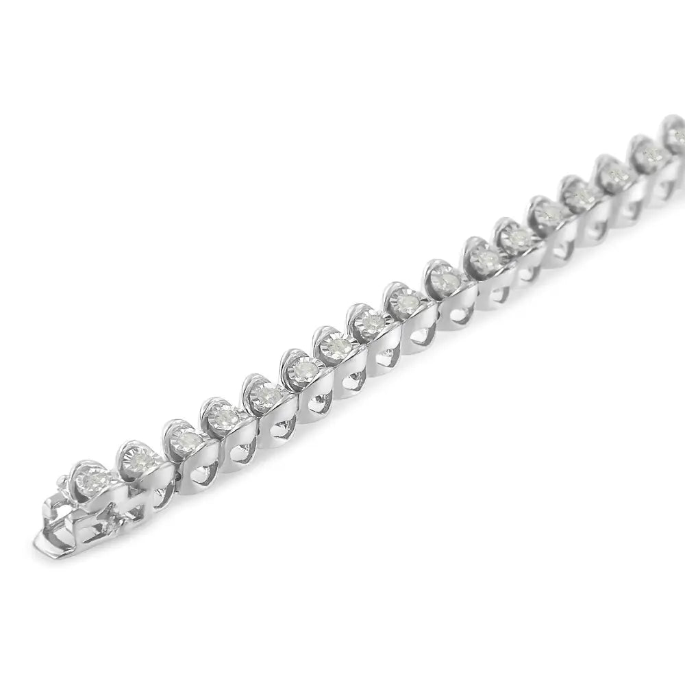 Exquisite.925 Sterling Silver 1.0 Cttw Diamond Miracle-set Bracelet