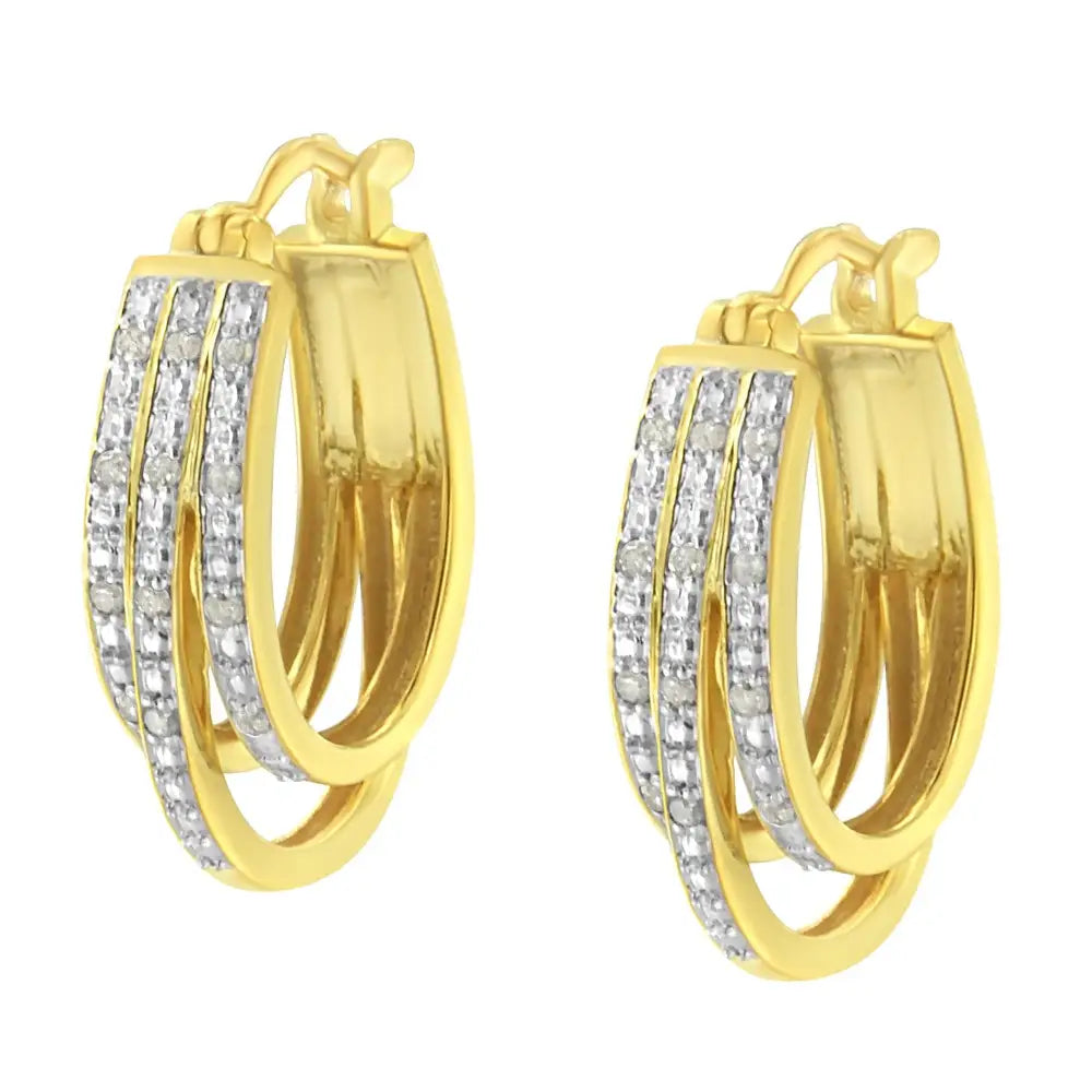 Exquisite.925 Sterling Silver Alternating Beaded Triple Hoop Earrings