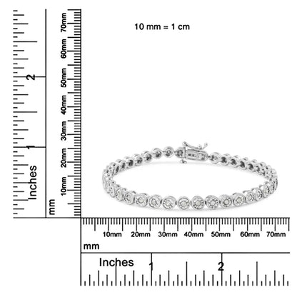 Exquisite.925 Sterling Silver Diamond Bezel Link Tennis Bracelet