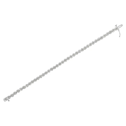 Exquisite.925 Sterling Silver Diamond Bezel Link Tennis Bracelet