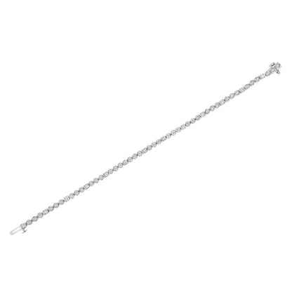 Exquisite.925 Sterling Silver Diamond Link Bracelet with Channel Set Baguette