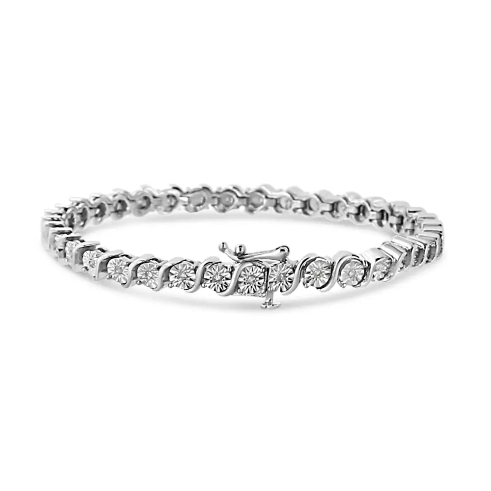 Exquisite.925 Sterling Silver Miracle Plate and Link Tennis Bracelet