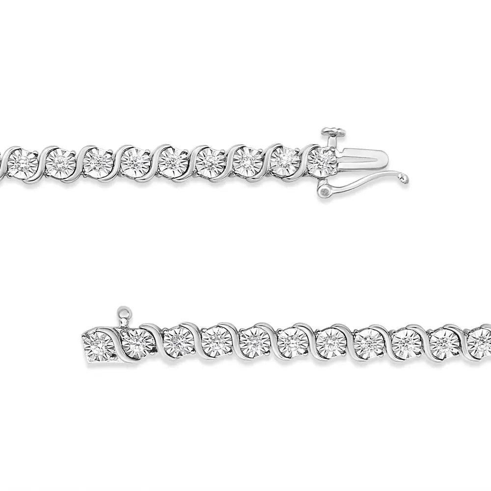 Exquisite.925 Sterling Silver Miracle Plate and Link Tennis Bracelet