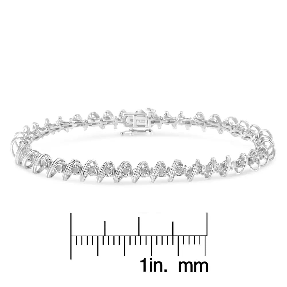 Exquisite.925 Sterling Silver Miracle-set 7’’ Tennis Bracelet with Diamonds