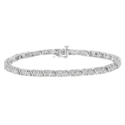 Exquisite.925 Sterling Silver Miracle-set Diamond Tennis Bracelet