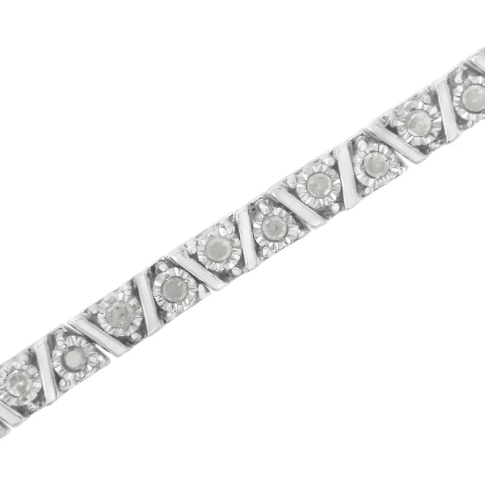 Exquisite.925 Sterling Silver Miracle-set Diamond Tennis Bracelet