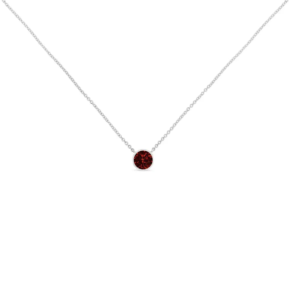 Exquisite.925 Sterling Silver Red Garnet Created Gemstone Solitaire Pendant