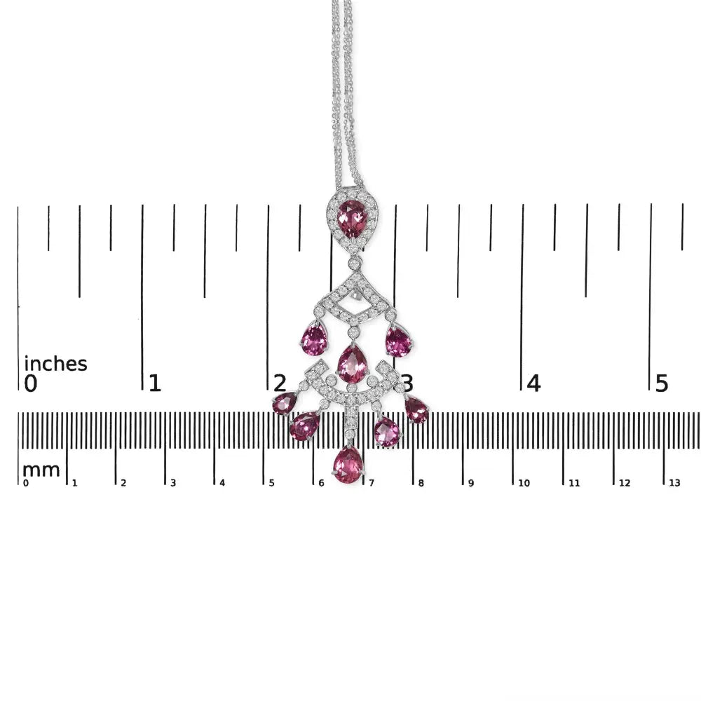 Exquisite Art Deco Inspired Pink Tourmaline Double-strand Pendant Necklace