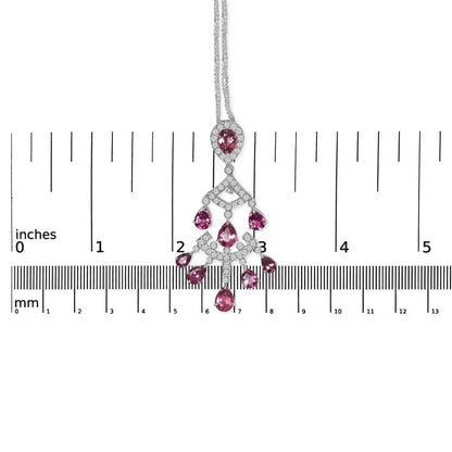 Exquisite Art Deco Inspired Pink Tourmaline Double-strand Pendant Necklace