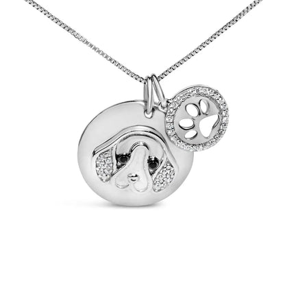 Exquisite Black Diamond Beagle Dog Medallion Pendant Necklace