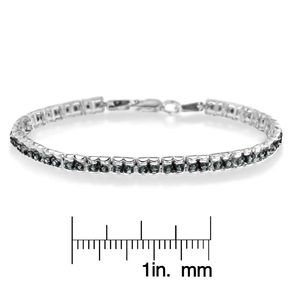 Exquisite Black Rhodium 1.0 Cttw Rose Cut Diamond Tennis Bracelet