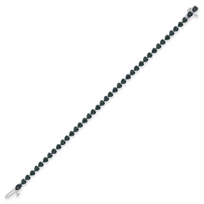 Exquisite Black Rhodium Miracle Set Diamond Heart-link Tennis Bracelet