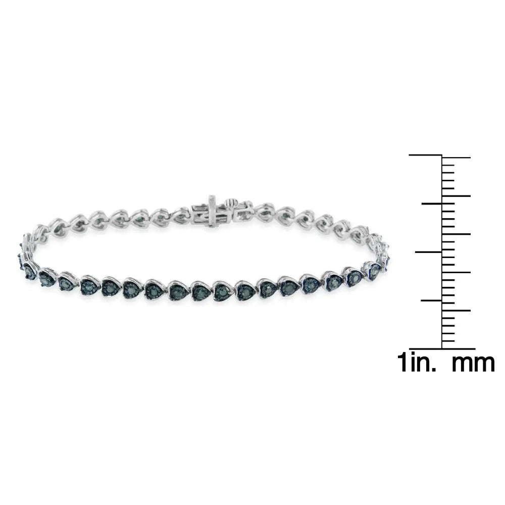 Exquisite Black Rhodium Miracle Set Diamond Heart-link Tennis Bracelet