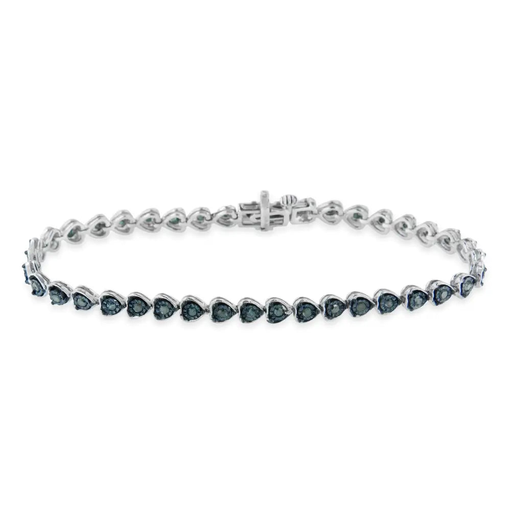 Exquisite Black Rhodium Miracle Set Diamond Heart-link Tennis Bracelet