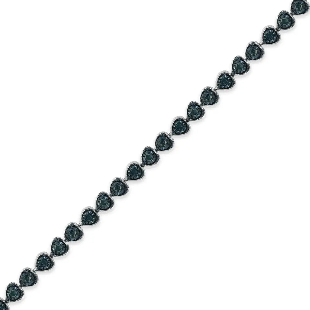 Exquisite Black Rhodium Miracle Set Diamond Heart-link Tennis Bracelet