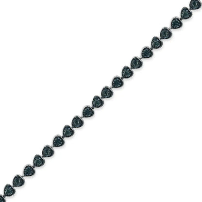 Exquisite Black Rhodium Miracle Set Diamond Heart-link Tennis Bracelet