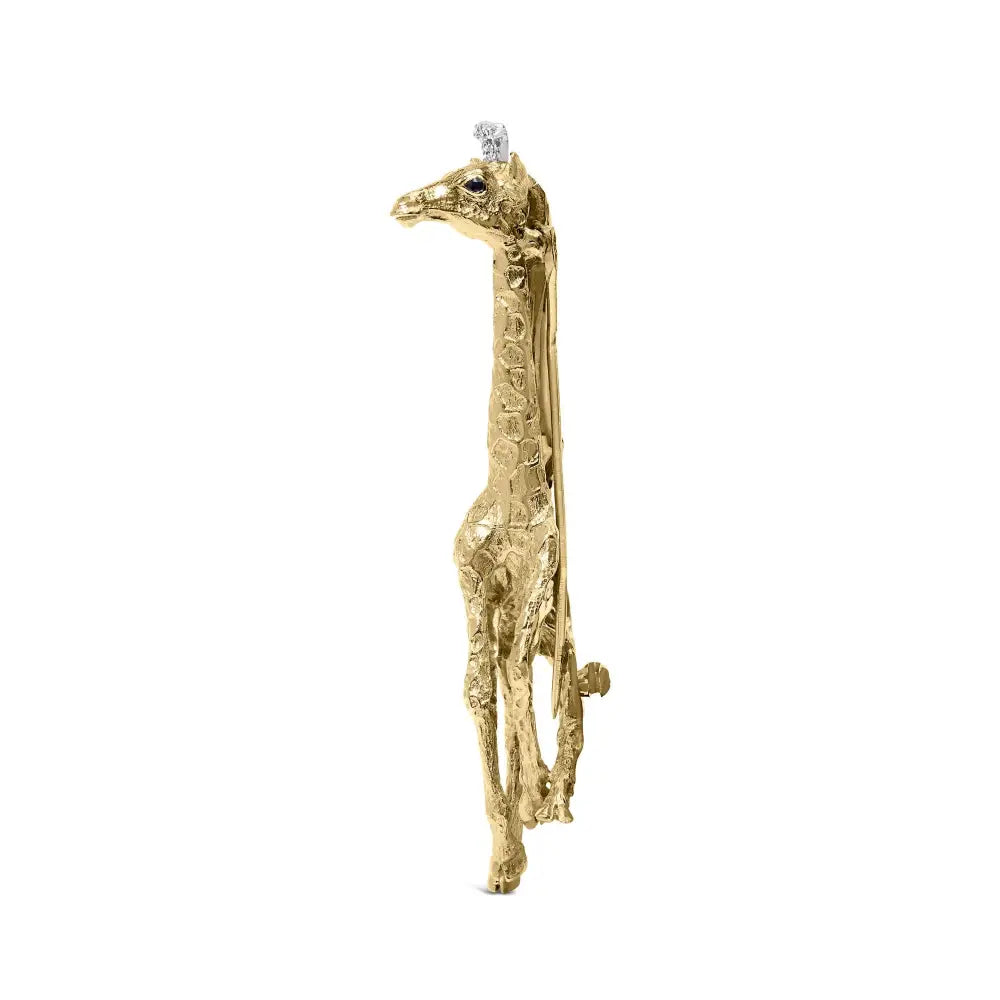 Exquisite Blue Sapphire Giraffe Pin Brooch in 18k Gold - Brooches