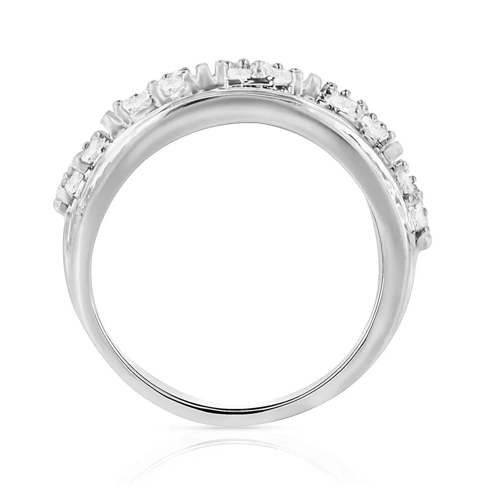 Exquisite Channel Set Tapered Cocktail Fashion Ring with Baguette Cut Diamond