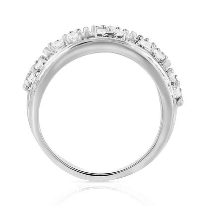 Exquisite Channel Set Tapered Cocktail Fashion Ring with Baguette Cut Diamond