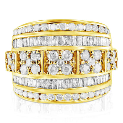 Exquisite Channel Set Tapered Cocktail Fashion Ring with Baguette Cut Diamond