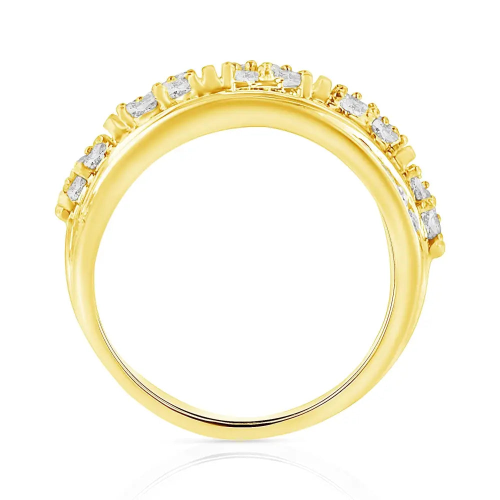 Exquisite Channel Set Tapered Cocktail Fashion Ring with Baguette Cut Diamond