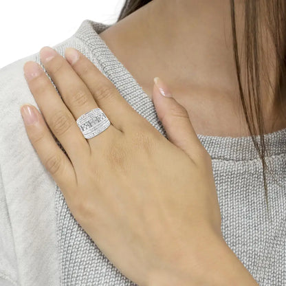 Exquisite Channel Set Tapered Cocktail Fashion Ring with Baguette Cut Diamond